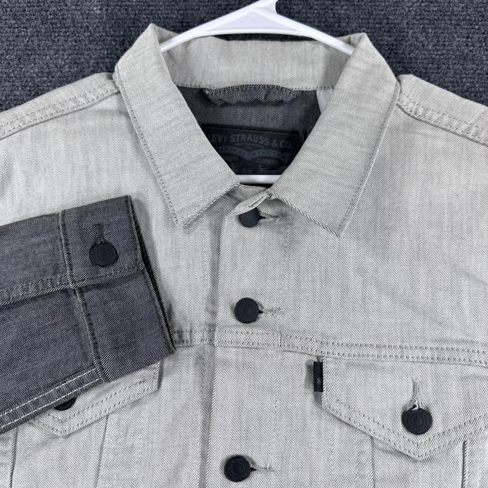 Levi's Trucker Jacket Mens M Medium Grey Two Tone Colorblock Denim Coat